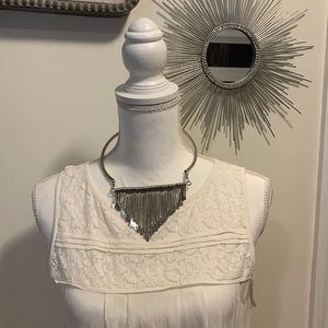 Loft Lace Pleated Sleeveless Blouse